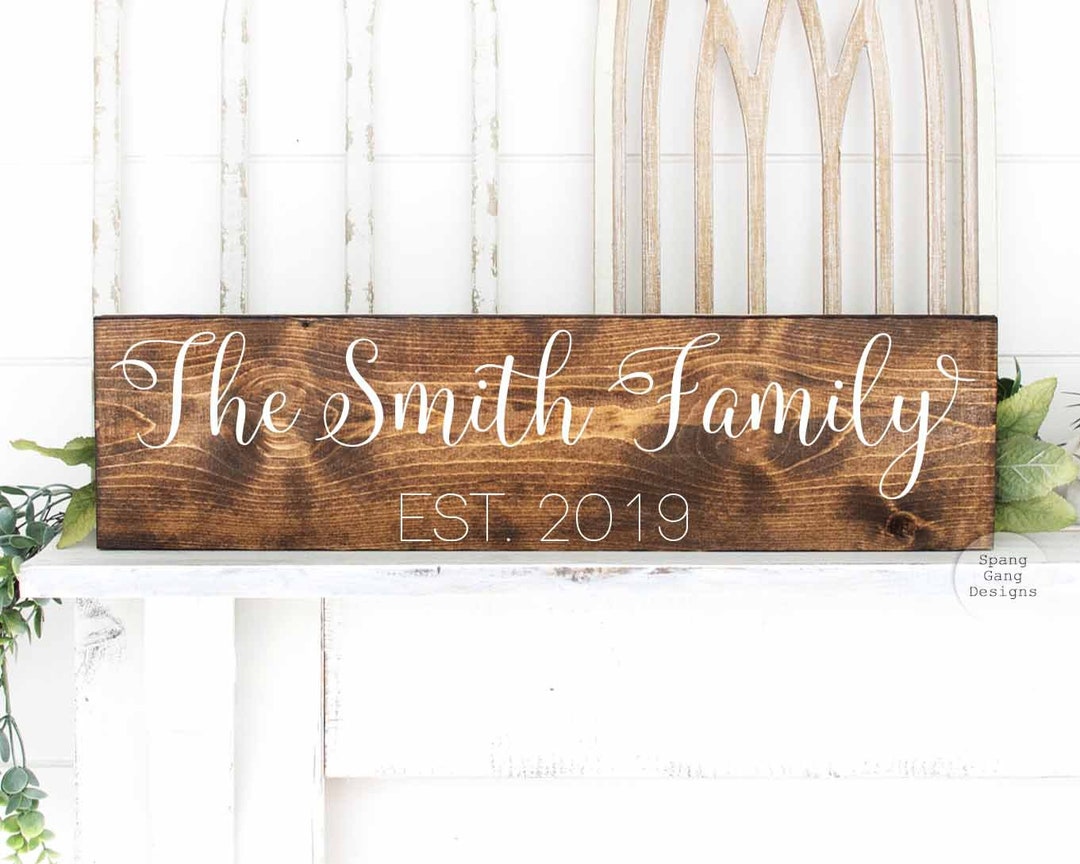 Family Name Sign | Wood Last Name Established Sign | Personalized ...
