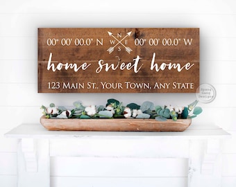Realtor Sign | Realtor Closing Gift | Coordinates Sign | Housewarming Gift | GPS Coordinates Gift | Latitude Longitude Sign | New House Gift