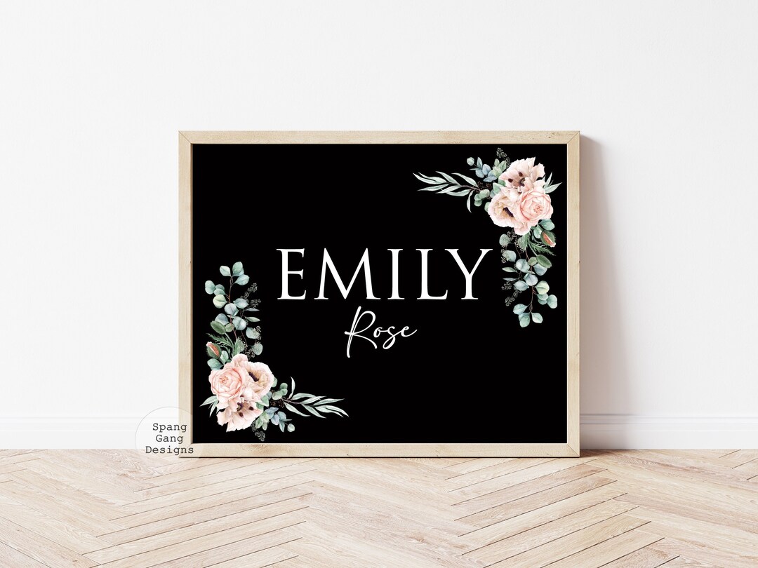 DIY Floral Custom PRINTABLE Wall Art for Baby Girl Chalkboard Nursery