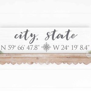 City State Wood Sign Hometown State and Town Signs Personalized City Sign Personalized State sign Personalized Coordinates Sign image 3