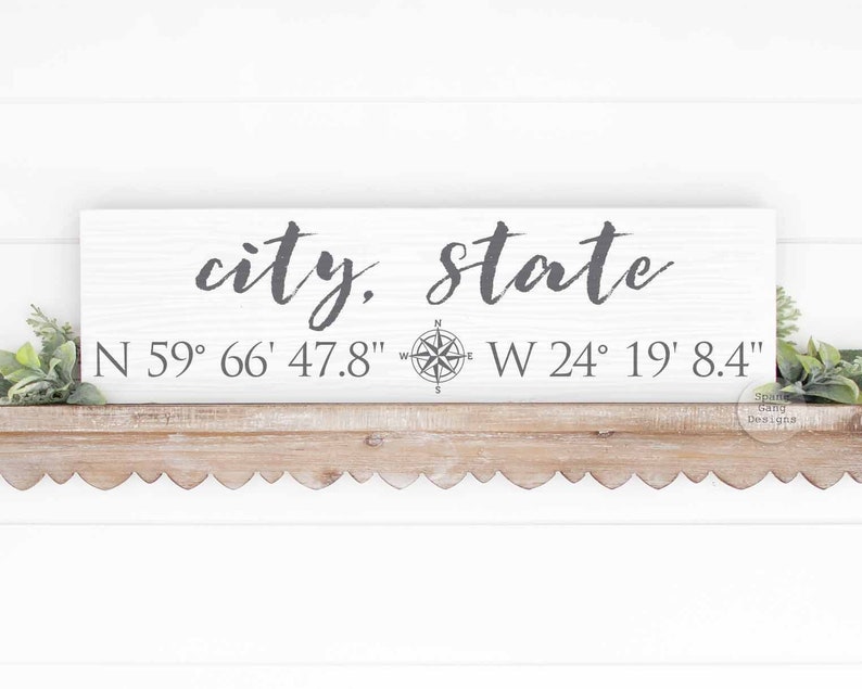 City State Wood Sign Hometown State and Town Signs Personalized City Sign Personalized State sign Personalized Coordinates Sign image 3