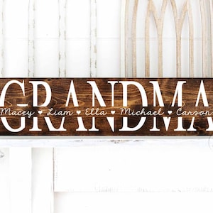 Muttertagsgeschenk für Oma | Rustikales GRANDMA Zeichen | Muttertagsgeschenk für Mimi | Mama Zeichen | Nana Geschenk von Kindern | Nonna Geburtstag | Gigi