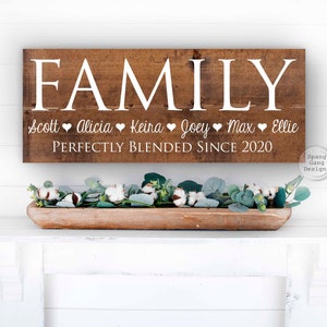 Adoption Gift | Christmas Gift for Blended Family Wood sign | Family Wall | Family Sign with Names | Family Established  | Gift for Step Mom