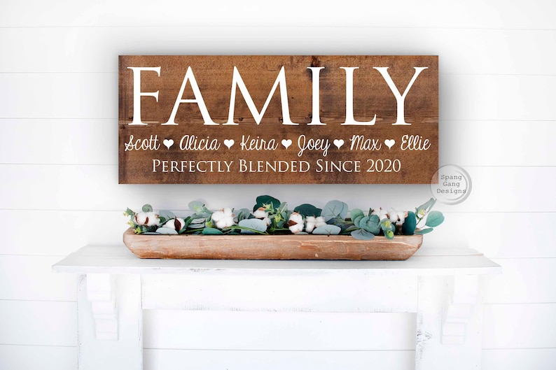 Blended Family Wood Sign Family Wall Decor Family Sign Etsy