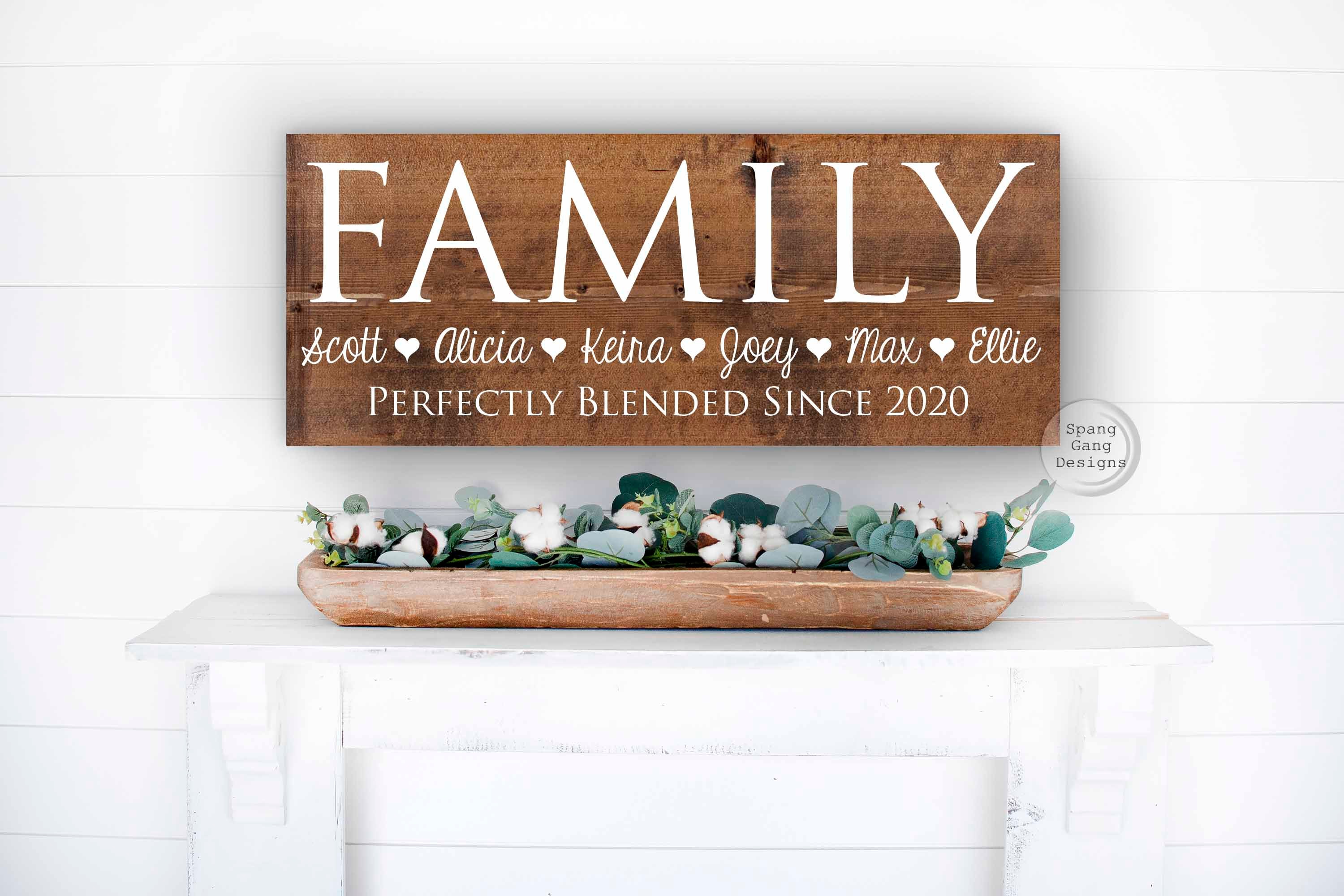 Adoption Gift Christmas Gift for Blended Family Wood Sign Family Wall  Family Sign With Names Family Established Gift for Step Mom - Etsy