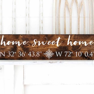 home sweet home | longitude latitude sign | GPS sign | coordinates sign | custom coordinates | wedding shower gift | GPS coordinates sign