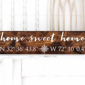 home sweet home longitude latitude sign GPS sign coordinates sign custom coordinates wedding shower gift GPS coordinates sign image 1