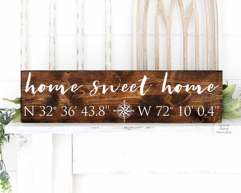 home sweet home longitude latitude sign GPS sign coordinates sign custom coordinates wedding shower gift GPS coordinates sign image 1