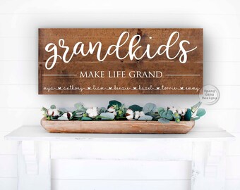 Personalized Grandparents Grandchildren Sign | Grandma Christmas | Mother's Day Gift for Nana | Christmas Nana | Grandkids Make Life Grand