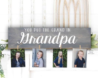 GRANDPA Sign Brag Board | Photo Holder Sign | Christmas Gift for Grandpa | Grandchildren Sign | Grandpa Birthday | Personalized Gift Grandpa