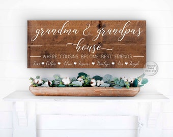 Grandma Grandpa Gift | Grandparents | Grandma Birthday | Christmas Gift for Grandma | With Grandkids Names | Nana | Great-Grandma | Mimi