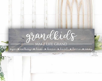 Grandkids Make Life Grand | Christmas Gift for Nana | Mother's Day | Grandparent's Day | PERSONALIZED W/ NAMES | Grandchildren Nana Grandma