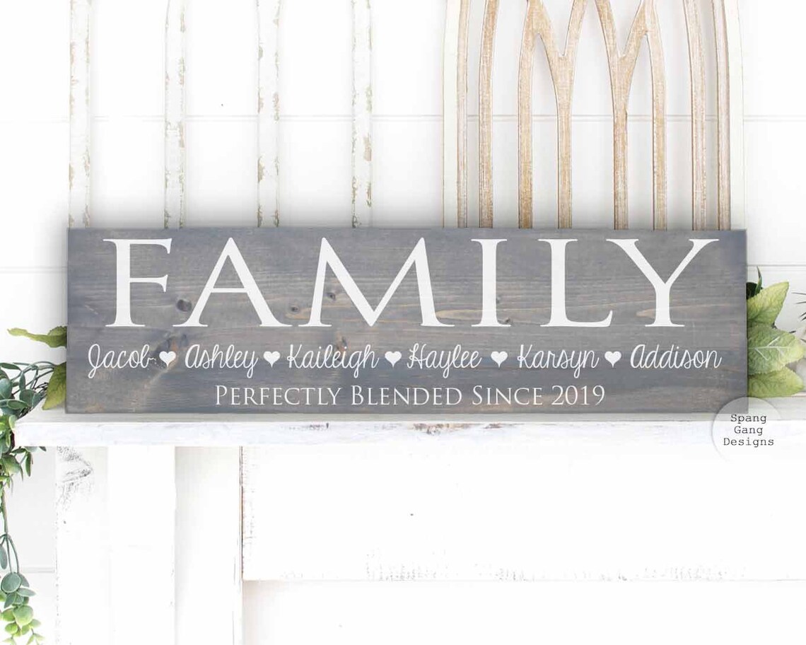 Blended Family Wood sign Family Wall Decor Family Sign Etsy