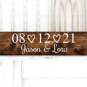 Rustic Wedding Date Sign Wedding Anniversary Gift 1st Anniversary Gift 5th Anniversary Gift Wood Anniversary Gift Gift for Wife image 2