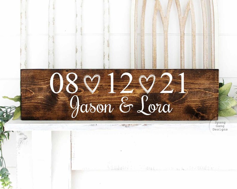 Rustic Wedding Date Sign Wedding Anniversary Gift 1st Anniversary Gift 5th Anniversary Gift Wood Anniversary Gift Gift for Wife image 2