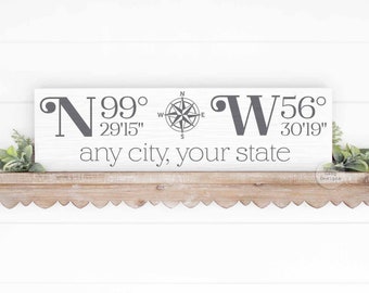 Coordonnées de la maison | Signe de latitude et de longitude | Panneau de la ville | signe d'état | Cadeau pour maison neuve | Panneau d'adresse | Plaque pour maison neuve | Panneau de ville natale
