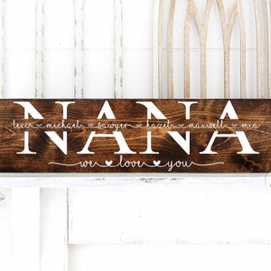 Nana Gift From Kids | MOM Birthday | Mother&#39;s Day for MOM | Rustic Wood Mimi Sign | 1st Mothers Day Gift | Family | From Grandkids Children