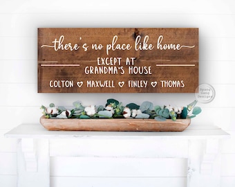 Mother's Day for Grandma | Gift for Grandpa | Grandparent Christmas | Nana Birthday | There's No Place Like Home Sign | New Grandma Gift