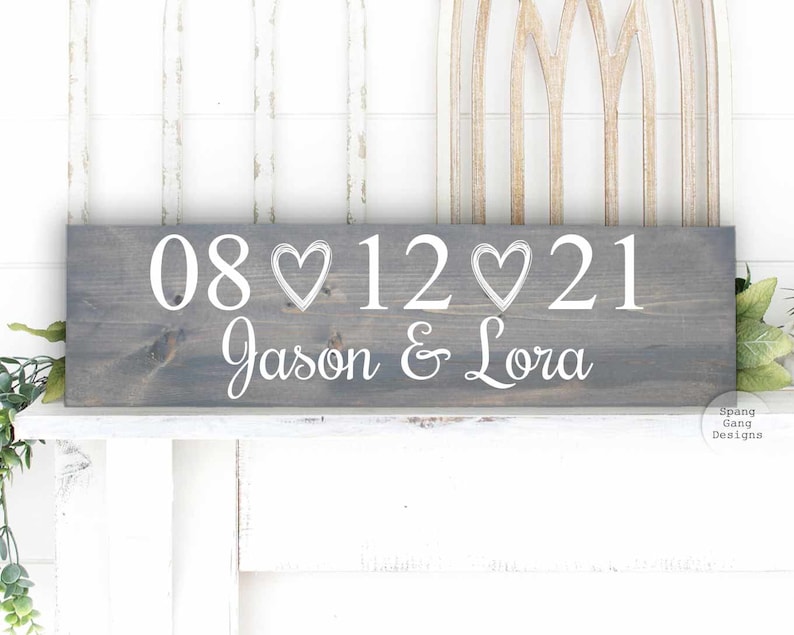 Rustic Wedding Date Sign Wedding Anniversary Gift 1st Anniversary Gift 5th Anniversary Gift Wood Anniversary Gift Gift for Wife image 1