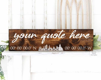 Chicago Sign | Personalized GPS Plaque | Coordinates Sign | Engagement Gift | Unique Wedding Present | Anniversary Gift | Where we Met | Him