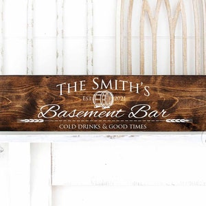 Basement Bar Sign Personalized | Realtor Gift | Father's Day Gift | Housewarming Gift | Personalized Gift | Man Cave Gift | Wedding Gift