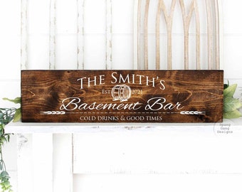 Basement Bar Sign Personalized | Realtor Gift | Father's Day Gift | Housewarming Gift | Personalized Gift | Man Cave Gift | Wedding Gift