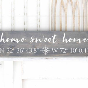 home sweet home longitude latitude sign GPS sign coordinates sign custom coordinates wedding shower gift GPS coordinates sign image 2