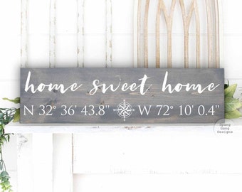 Plaque d'adresse GPS Home Sweet Home | Plaque personnalisée Home Sweet Home | Cadeau de pendaison de crémaillère | Cadeau de clôture pour agent immobilier | Nouveau cadeau pour la maison