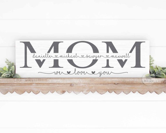 Christmas Gifts for Mom With Kids Names Signs for Mom Wood Sign  Personalized Gift for Mom Birthday Gift Mothers Day Gift From Kids to Mom 