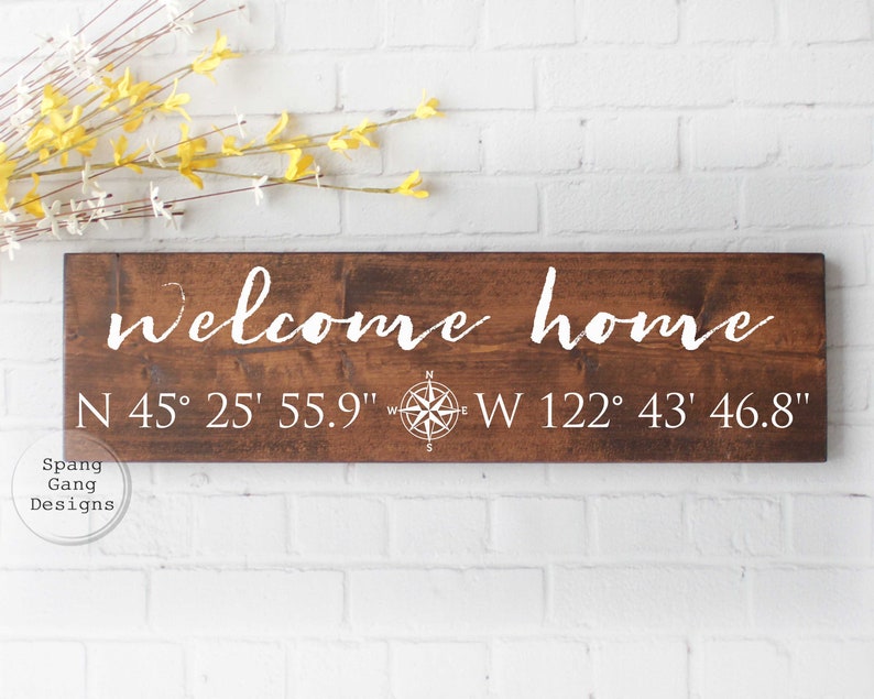 Realtor Gift Housewarming Gift House Closing Gift Home Closing longitude latitude sign GPS sign coordinate sign GPS coordinates image 1