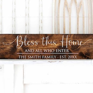 Segne dieses Zuhause | Einweihungsparty Geschenk | Personalisierte Familie | Holzschild | Hochzeitsgeschenk | Neues Haus Geschenk | Makler Geschenk Klient | Nachname Datum