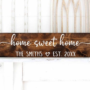 Home Sweet Home sign Personalized | Wood New Home Plaque | Housewarming Gift | New House Sign | Realtor Closing Gift for Clients Buyers