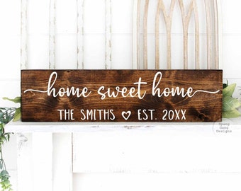 Home Sweet Home サイン パーソナライズ | 木製の新築祝いの飾り板 | 新築祝いのギフト | 新築サイン | 不動産業者による顧客や購入者へのクロージングギフト