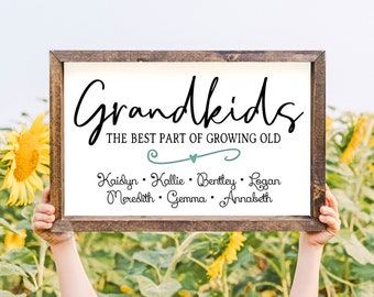 Nana Gift - Personalized Grandkids Sign - Gift for Grandparents - Best Part of Growing Old - Nana Birthday Gift -Christmas Present for nana