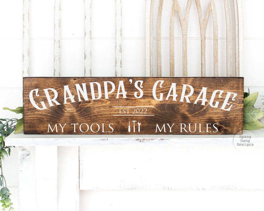 Welcome To Dad's Garage - Gift For Dad, Grandpa - Personalized Shaped Wood Sign main image 1