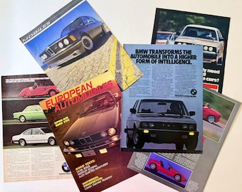 BMW Alpina Z1 633CSi 528e 325i Original Magazine Ads and Articles Set of 6, Vintage 1984 to 1988 E21 E24