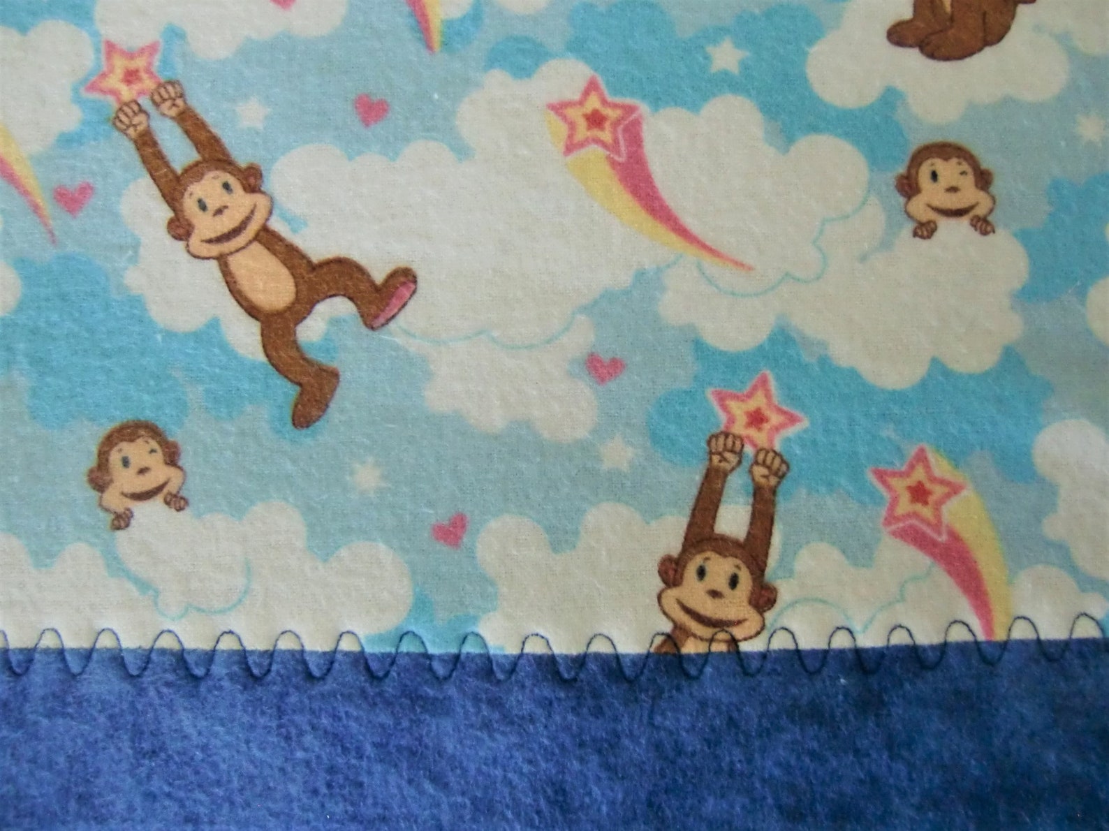 Baby Boy Blanket Monkey and Stars Flannel Receiving Blanket Etsy