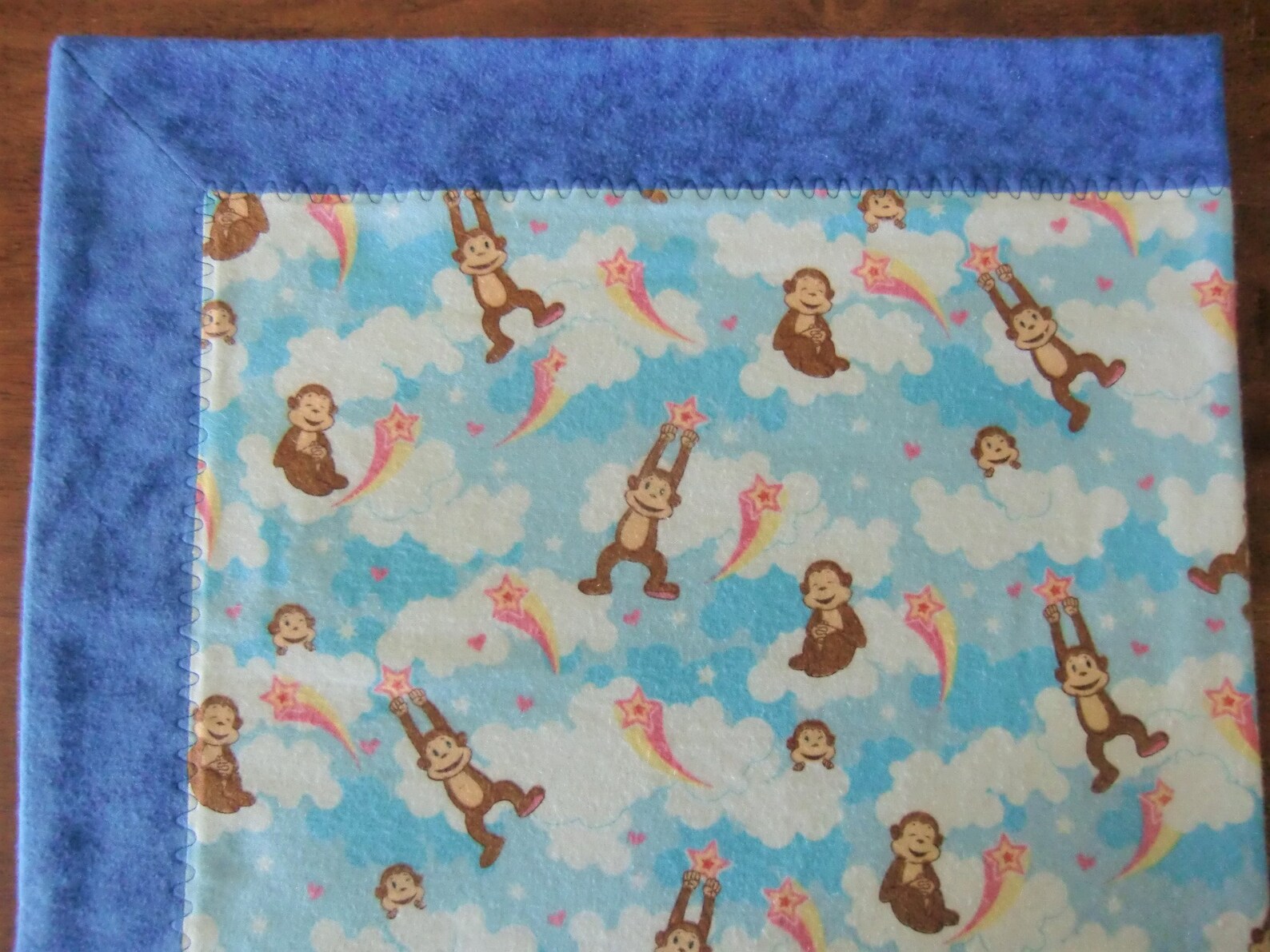 Baby Boy Blanket Monkey and Stars Flannel Receiving Blanket Etsy