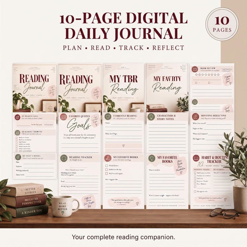 Reading journal printable book tracker for book lovers TBR reading log ...