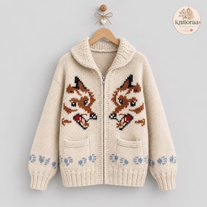 Vargkofta, Hail Mary-tröja, ullkofta, nordisk stickning, grov dragkedja unisex