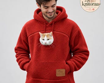 Haustier-in-einem-Pullover, Katzen-Hoodie, Hunde-Sweatshirt, Y2K-Fleece, Oversized-Streetwear, Pullover mit Haustiertasche