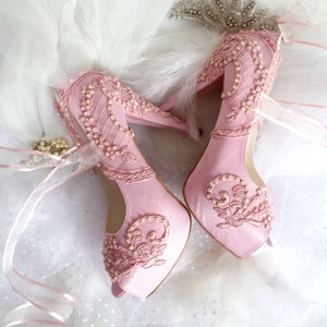 Pink lace shoes uk best sale