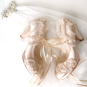 Custom Wedding Shoes, Champagne Bridal Shoes