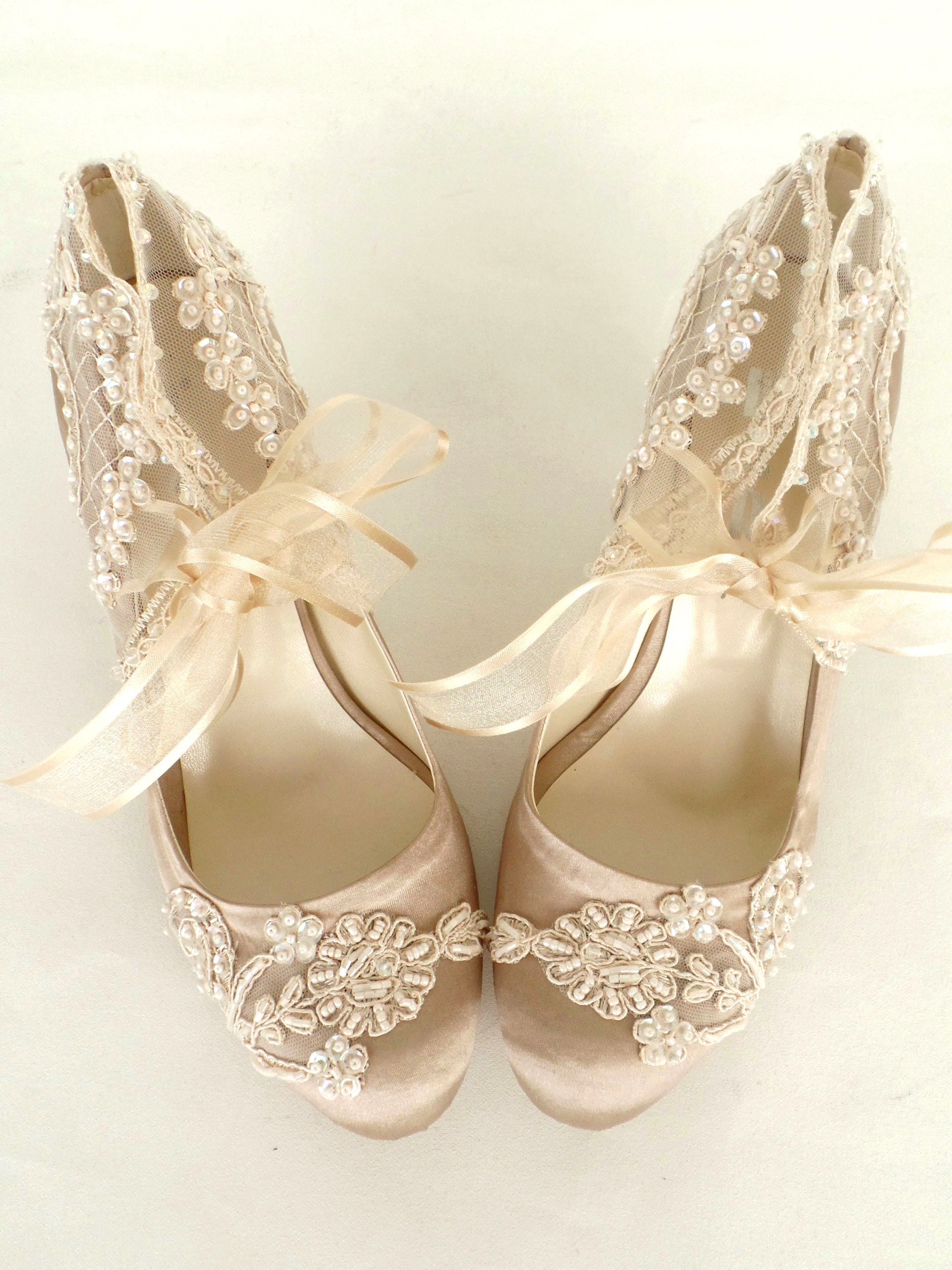champagne wedding shoes for bride