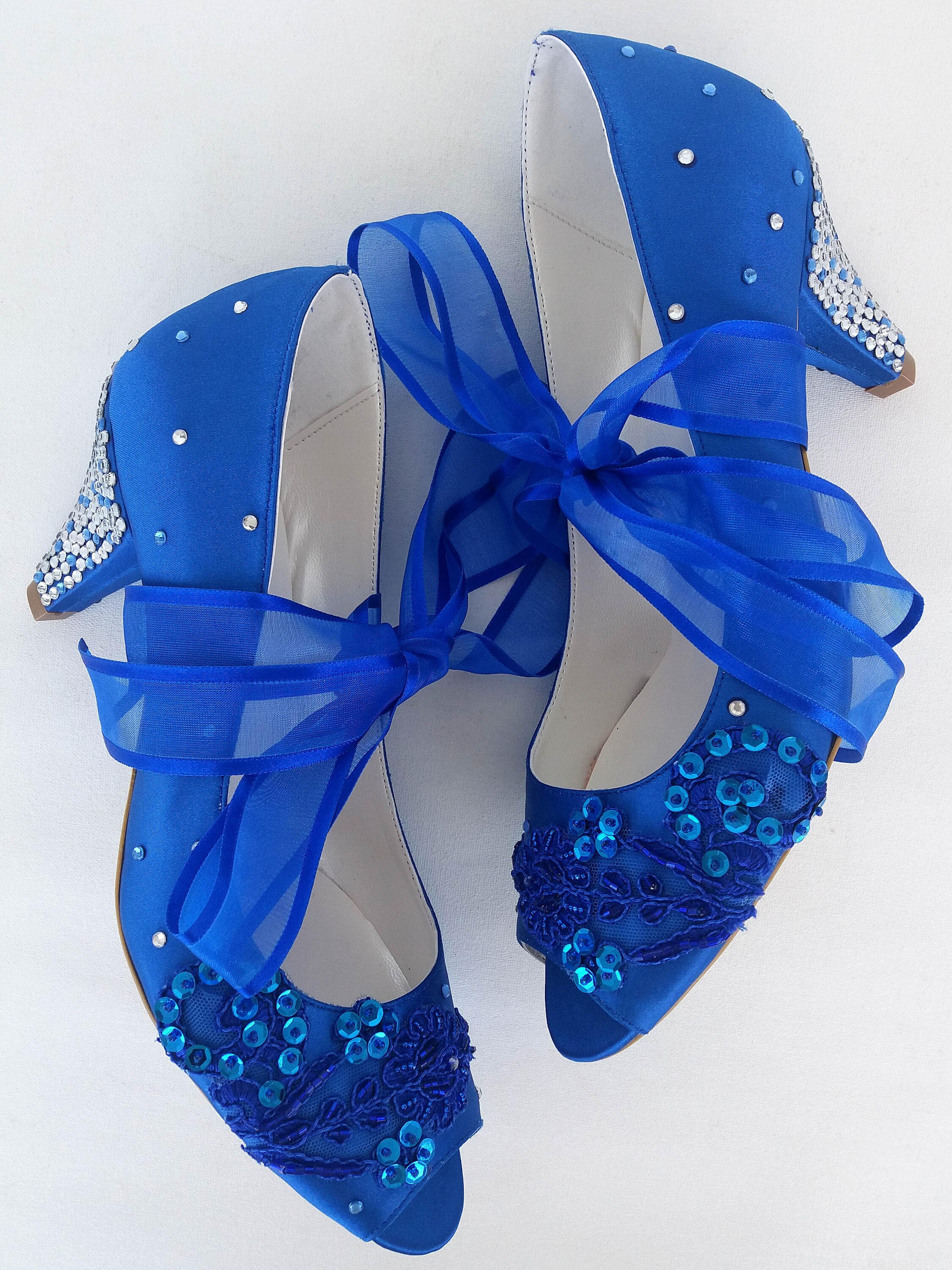 Royal Blue Low Heel Wedding Shoes Etsy