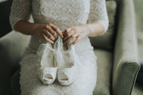 Ivory Lace Wedding Shoes for Bride With Pearls UK