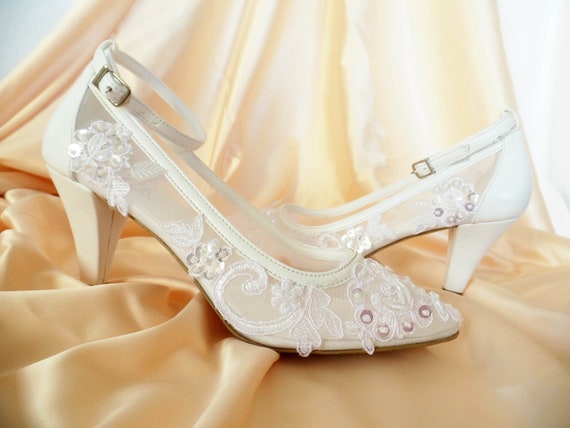 white beaded wedding shoes