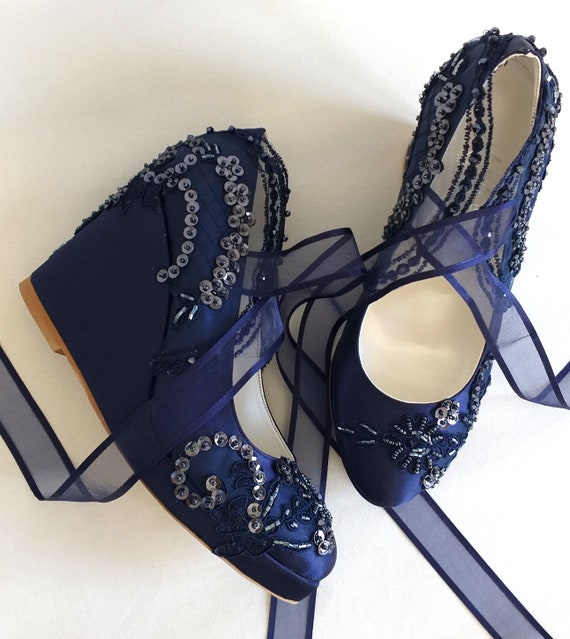 navy wedding wedges