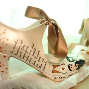 custom wedding shoes with fall colors and handpainted personalized design.