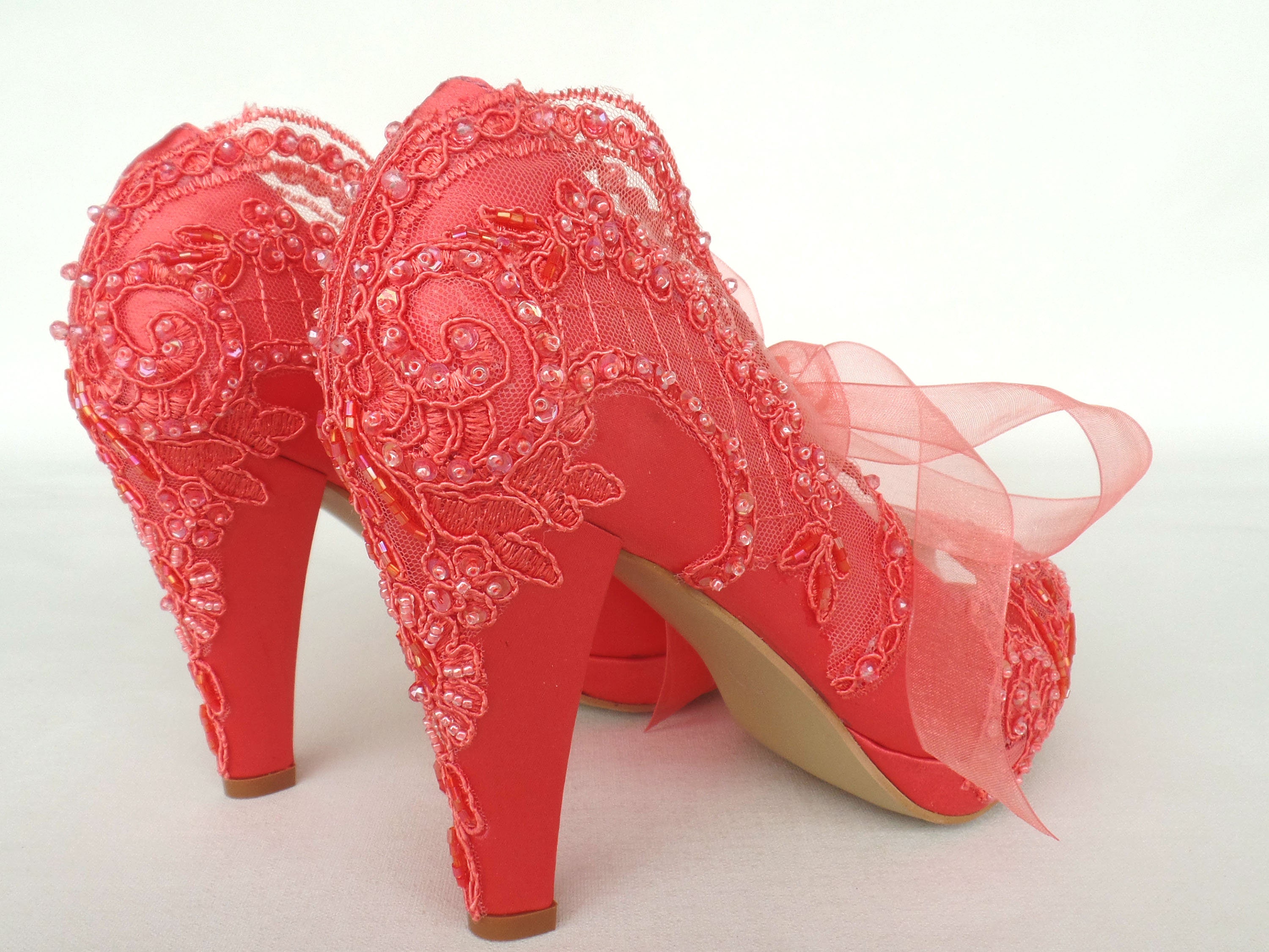 Coral wedding clearance shoes for bride